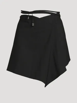Asymmetric Tie Mini Skirt