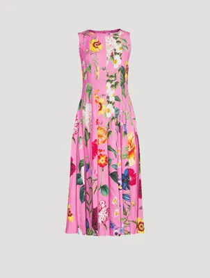 Sleeveless Inset Midi Dress Floral Print