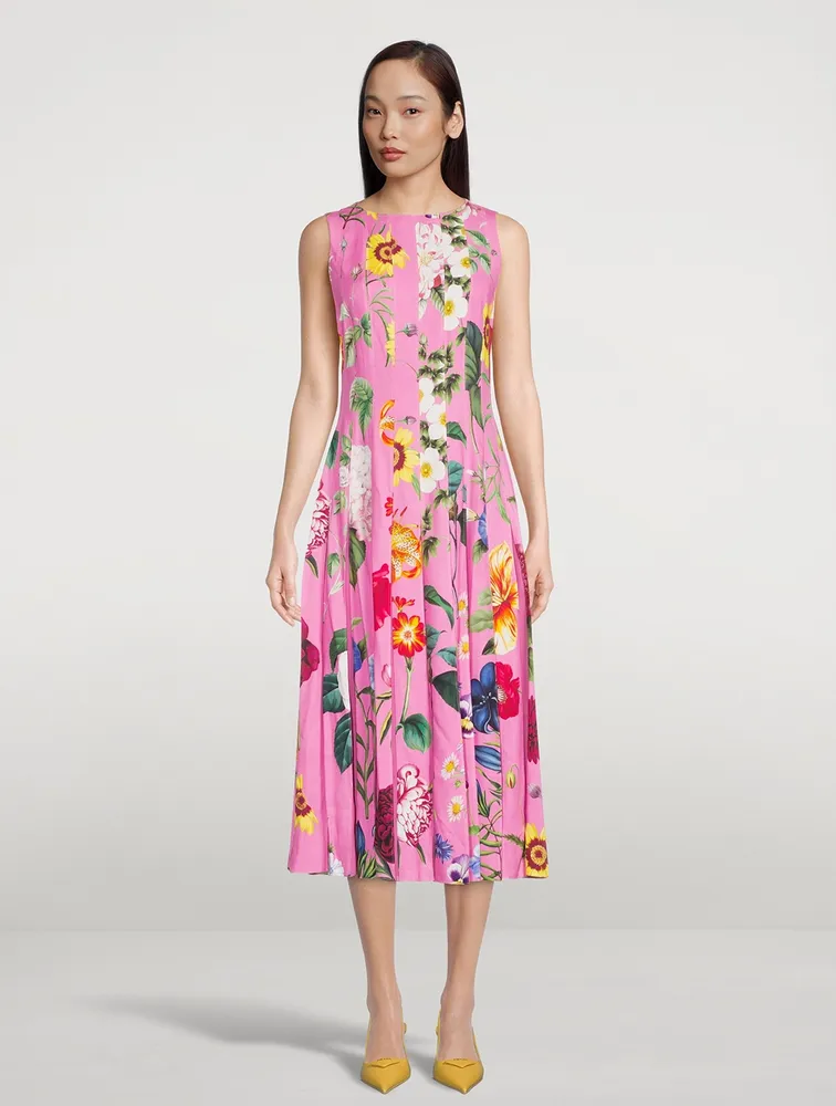 Sleeveless Inset Midi Dress Floral Print