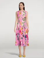 Sleeveless Inset Midi Dress Floral Print