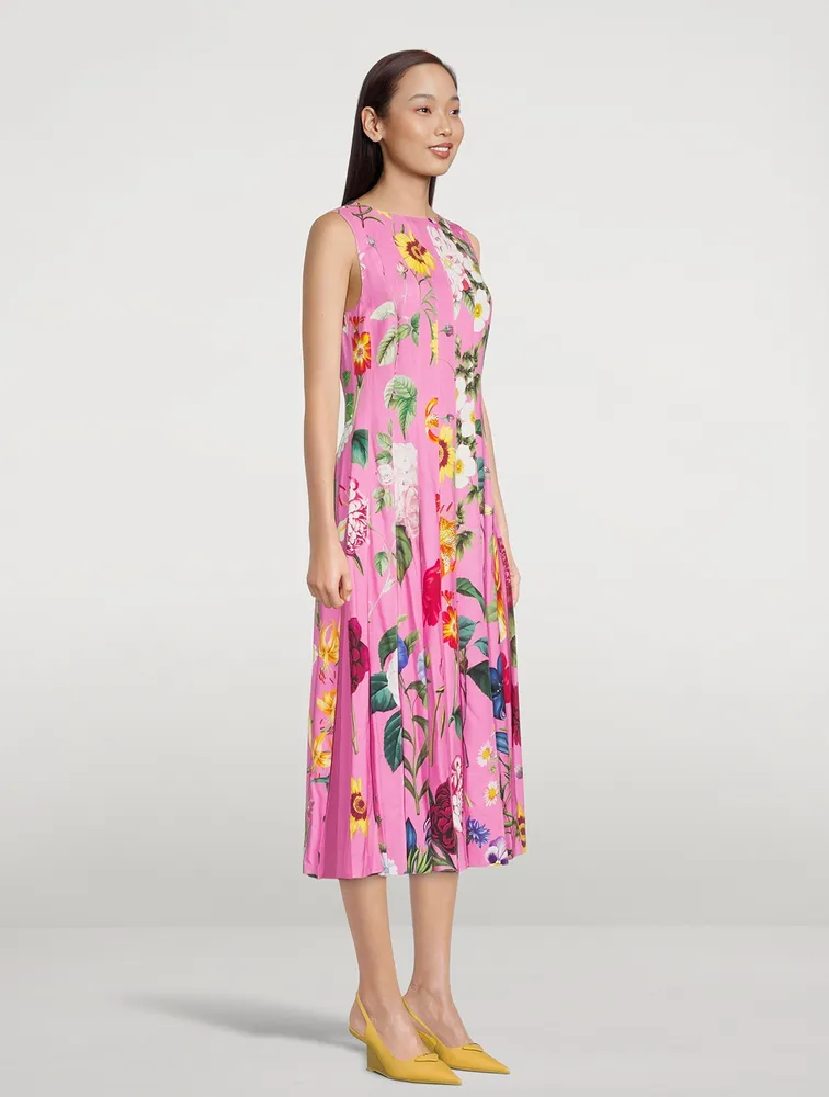 Sleeveless Inset Midi Dress Floral Print