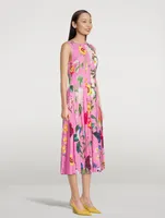 Sleeveless Inset Midi Dress Floral Print