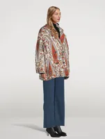 Levine Double-Breasted Coat In Paisley Print