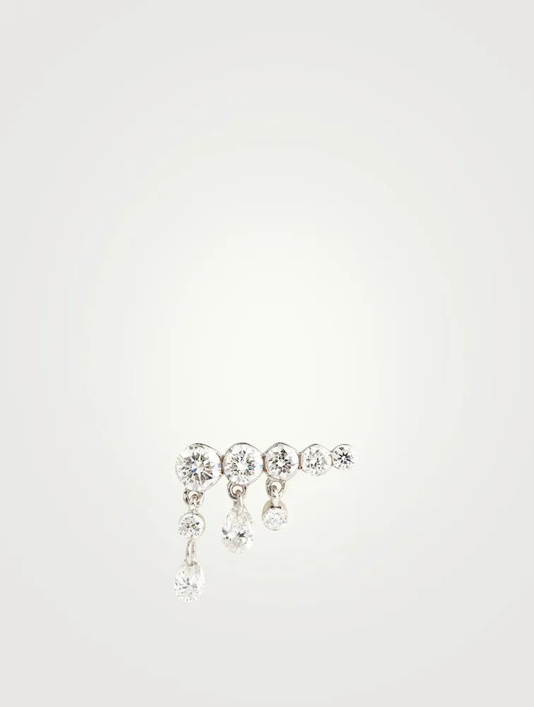 Invisible Set Diamond Crescendo 18K Gold Earring