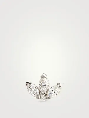Engraved Diamond 18K Gold Lotus Earring