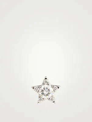 Star 18K Gold Stud Earring With Diamonds