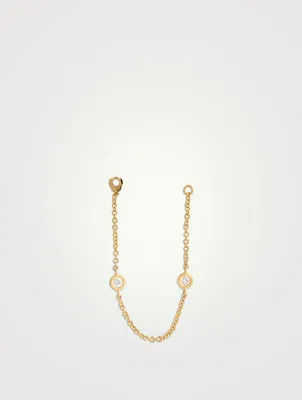 Long Double Diamond 18K Gold Chain Connecting Charm For Earring
