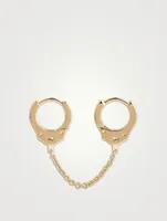 Handcuff 14K Gold Clicker Hoop Earrings With Medium Chain