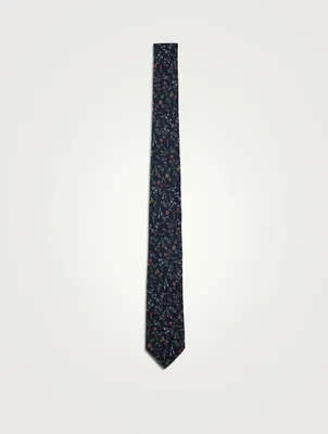 Silk Tie In Floral Print
