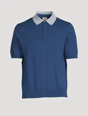 Contrast-Collar Polo Shirt