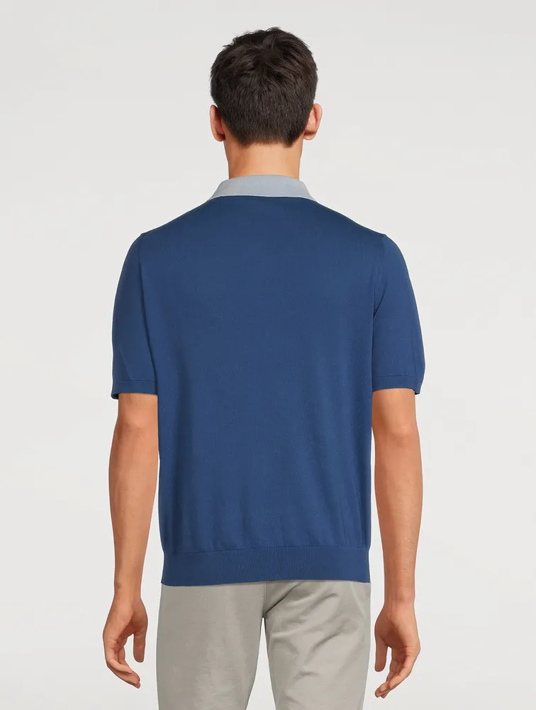 Contrast-Collar Polo Shirt