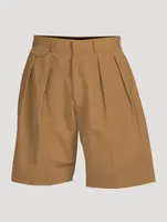 Linen-Blend Double-Pleat Shorts