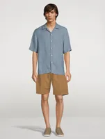 Linen-Blend Double-Pleat Shorts
