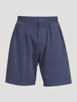 Cotton-Blend Double-Pleat Shorts