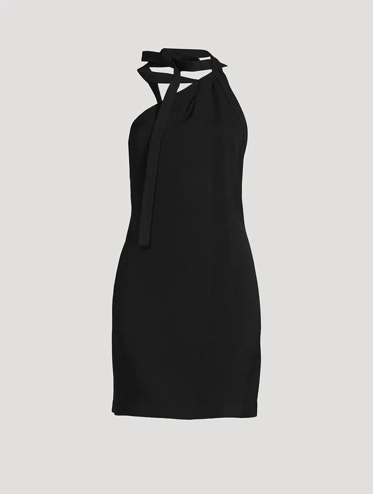 One-Shoulder Mini Dress With Neck Ties