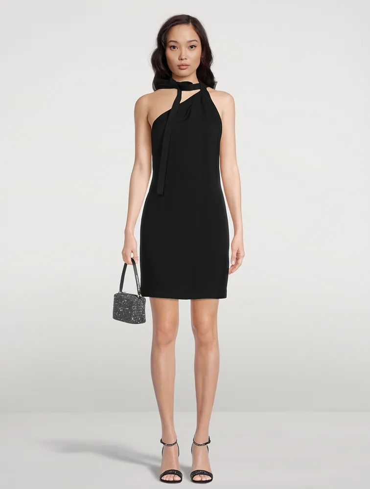 One-Shoulder Mini Dress With Neck Ties