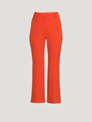 Cropped Flare Twill Trousers