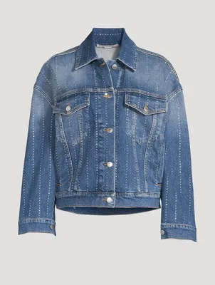 Diamanté Striped Denim Jacket