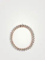 Medium 18K White And Rose Gold Link Pavé Diamond Bracelet