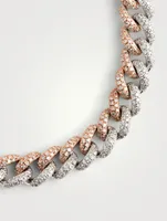 Medium 18K White And Rose Gold Link Pavé Diamond Bracelet