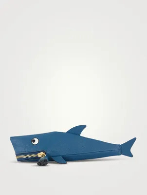 Leather Shark Zip Pouch