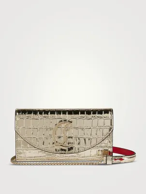 Loubi54 Croc-Embossed Metallic Leather Clutch