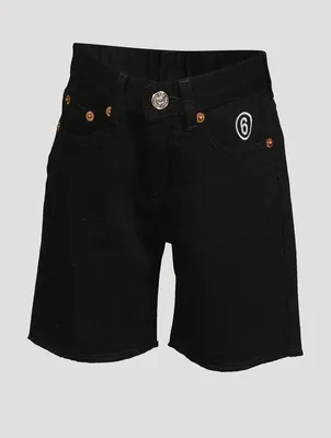 Cotton Jean Shorts With Logo