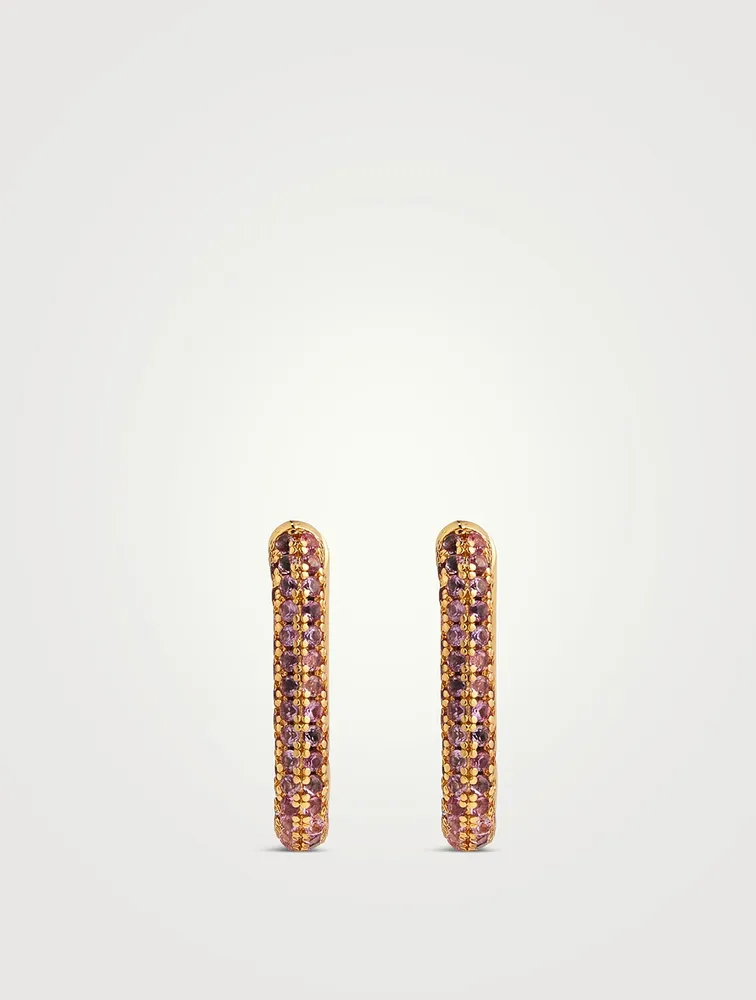 Pavé Chain Link Huggie Hoop Earrings