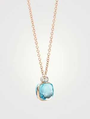 Nudo Classic 18K Rose And White Gold Pendant Necklace With Sky Blue Topaz And Diamonds