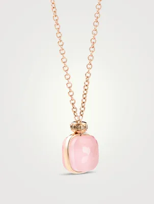 Nudo Classic 18K Rose Gold Pendant Necklace With Rose Quartz, Chalcedony And Diamonds