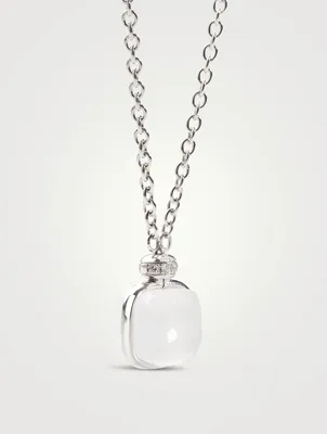 Nudo Classic 18K White Gold Pendant Necklace With Milky Quartz And Diamonds