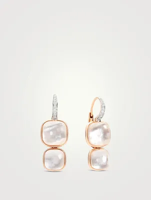 Nudo 18K Rose Gold Earrings With Mother-Of-Pearl, White Topaz And Diamonds