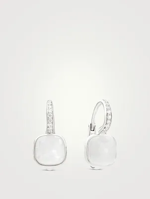 Nudo 18K White Gold Earrings With Milky Quartz And Diamonds
