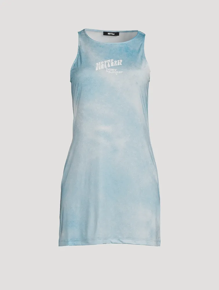 Jersey Mini Tank Dress Water Print