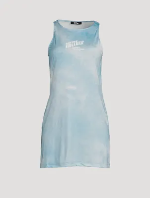 Jersey Mini Tank Dress Water Print