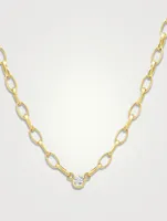 Small Edith 18K Gold Chain Necklace With Diamond Bezel Accent