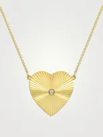 18K Gold 70s Heart Necklace With Diamond