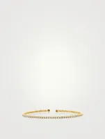 Small 18K Gold Four-Prong Tennis Cuff Bracelet With Diamonds