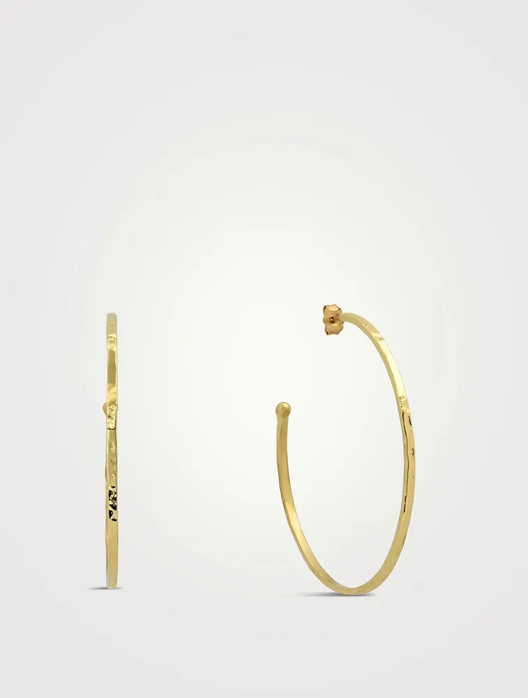 Medium 18K Gold Hammered Bangle Hoop Earrings