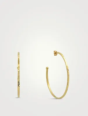 Medium 18K Gold Hammered Bangle Hoop Earrings