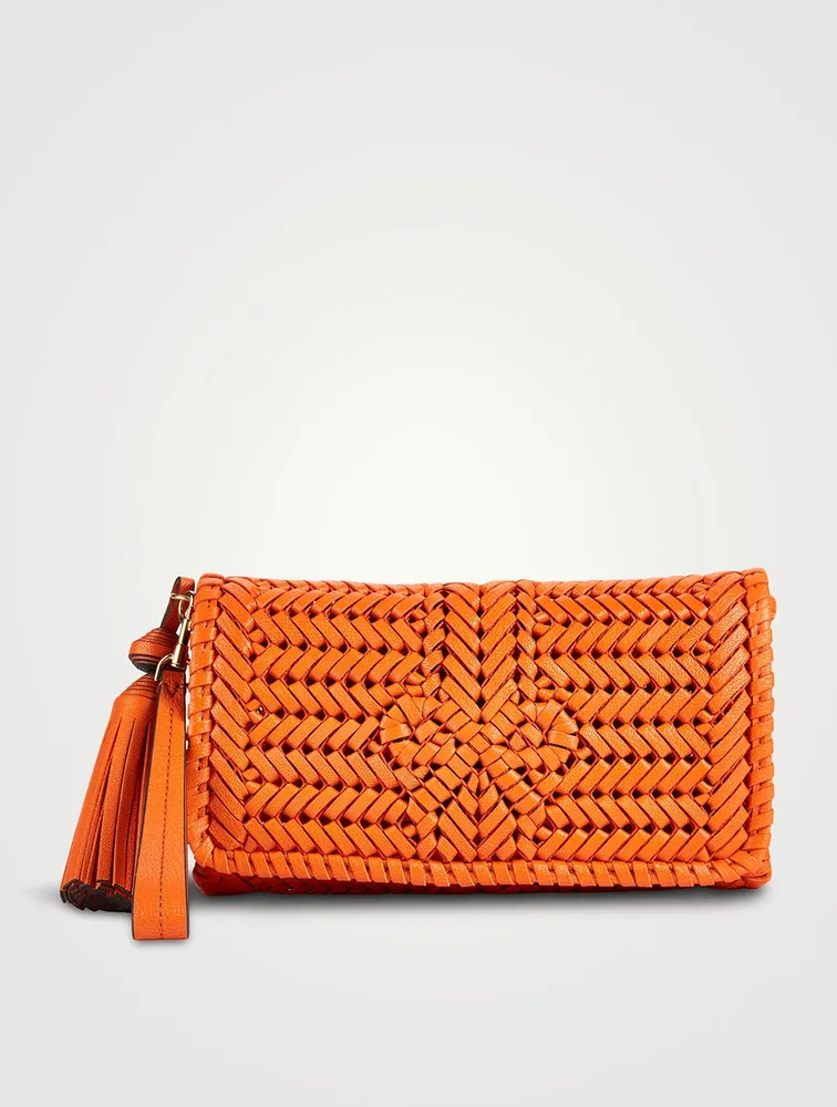 The Neeson Tassel Woven Leather Clutch