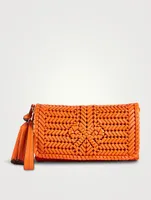 The Neeson Tassel Woven Leather Clutch