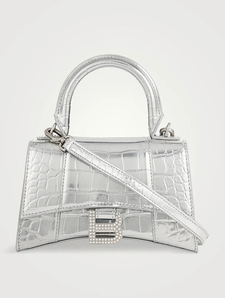 Hourglass XS Embellished Crossbody Bag in Metallic - Balenciaga