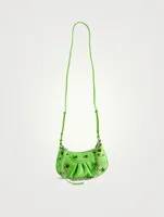 Mini La Cagole Croc-Embossed Leather Chain Wallet