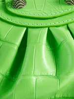 Mini La Cagole Croc-Embossed Leather Chain Wallet