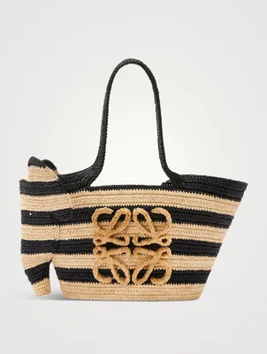 Loewe x Paula’s Ibiza Small Elephant Raffia Basket Bag In Stripe Print