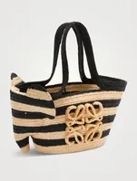 Loewe x Paula’s Ibiza Small Elephant Raffia Basket Bag In Stripe Print