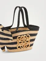 Loewe x Paula’s Ibiza Small Elephant Raffia Basket Bag In Stripe Print