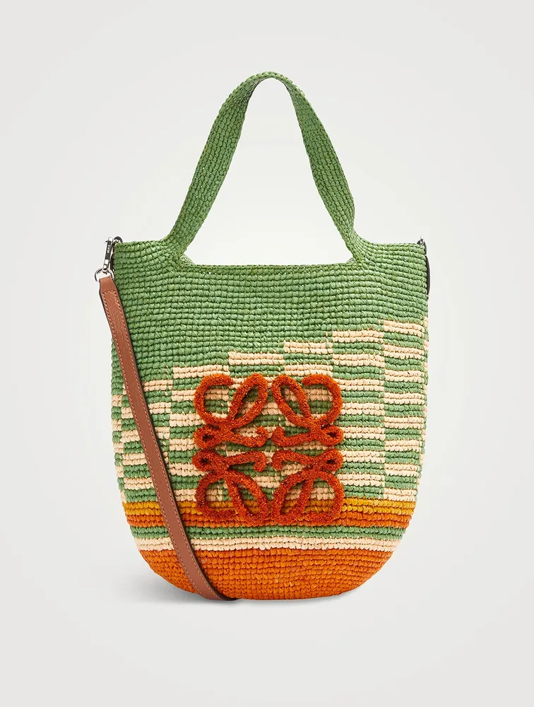 Shop LOEWE LOEWE x Paula's Ibiza Medium Raffia Logo Tote Bag