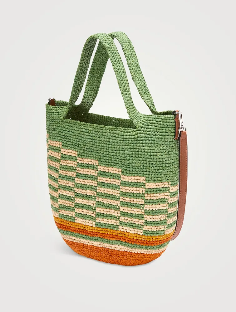 Shop LOEWE LOEWE x Paula's Ibiza Mini Slit Raffia Tote Bag